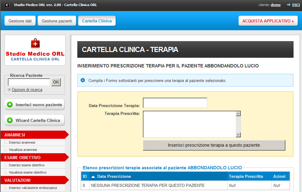 Software Cartella Clinica ORL